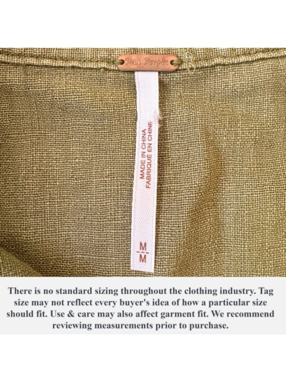 Free People Linen Blend Sleeveless Button Front Shirt Olive Green Frayed Edges - Picture 9 of 11